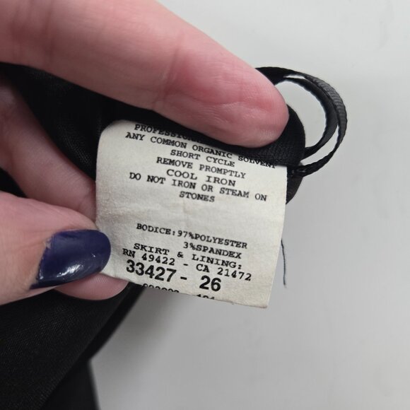 Jessica McClintock for Gunne Sax Black Gold V-Neck Mini Dress Juniors 5 - Picture 9 of 10